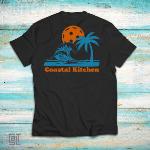 Coastal Kitchen Pickleball Sunset Wave Palm Tree T-Shirt