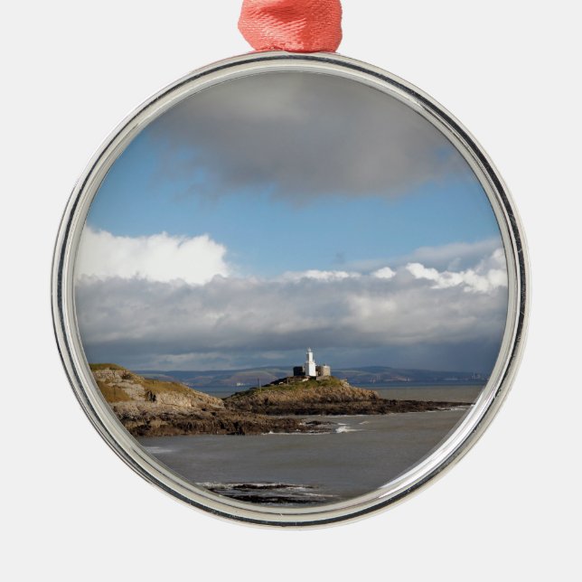 Coastal landscape and lighthouse metal tree decoration (Front)