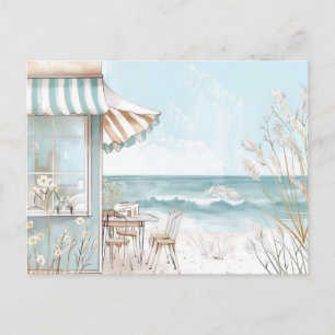 coastal landscape illustration postcard