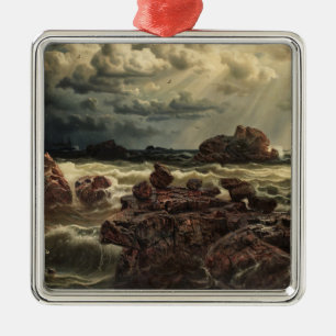 Coastal Landscape with Ships on the Horizon Metal Tree Decoration
