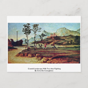 Coastal Landscape With Two Men Fighting Postcard
