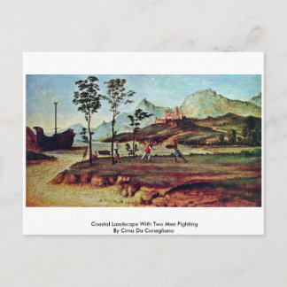 Coastal Landscape With Two Men Fighting Postcard