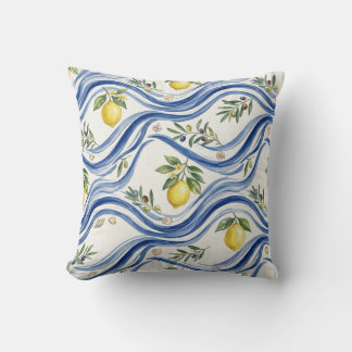 Coastal Lemon Throw Pillow