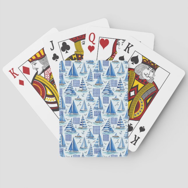 Coastal Life Oceans Blue Playing Cards (Back)