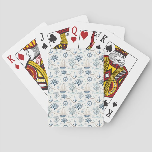 Coastal Life Oceans Blue Playing Cards (Back)