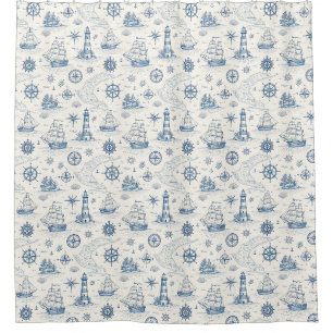 Coastal Life Oceans Blue Shower Curtain