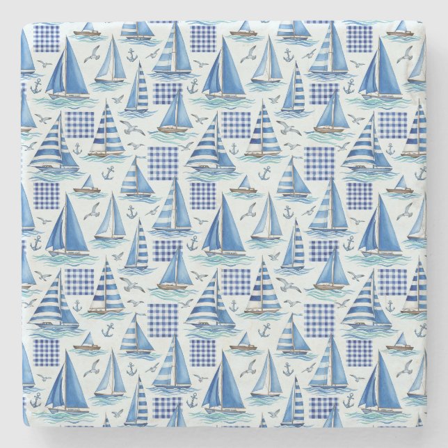Coastal Life Oceans Blue Stone Coaster (Front)