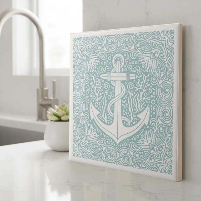 Coastal Life Series Anchor Teal D1208 Tile (Creator Uploaded)