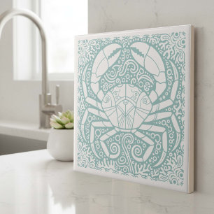 Coastal Life Series Crab Shell Teal D1208 Tile