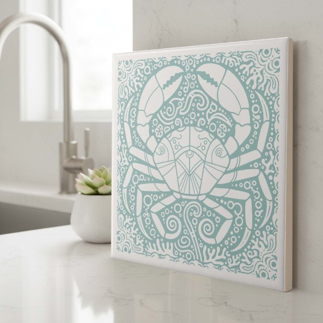 Coastal Life Series Crab Shell Teal D1208 Tile (Creator Uploaded)