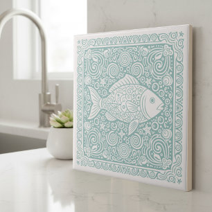 Coastal Life Series Fish Teal D1208 Tile