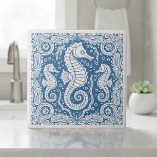 Coastal Life Series Seahorse Blue D1208 Tile