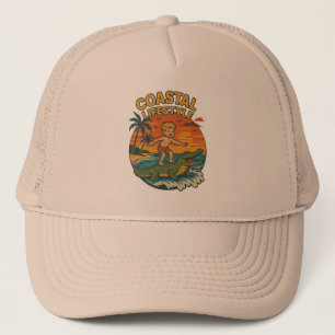 Coastal Lifestyle Gator Surfing - Retro Surf Beach Trucker Hat