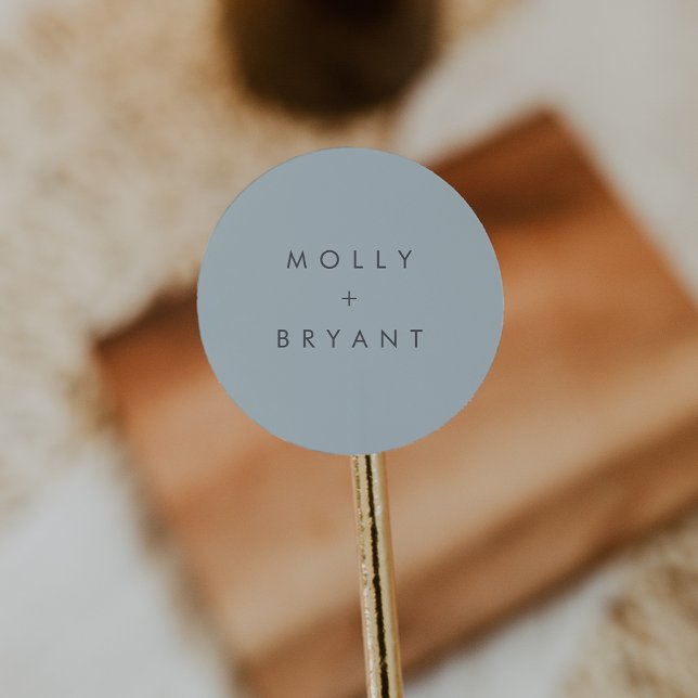 Coastal Light Blue Wedding Favour Classic Round Sticker (Creator Uploaded)