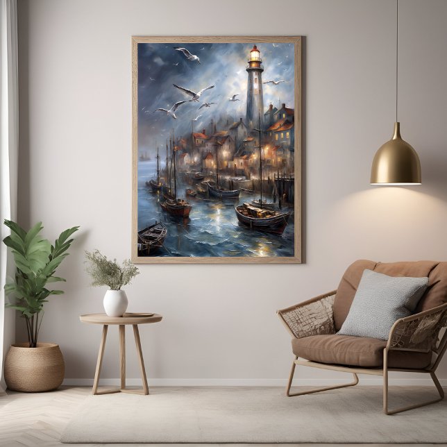 Coastal Lighthouse at Twilight Nautical Art Poster (Creator Uploaded)