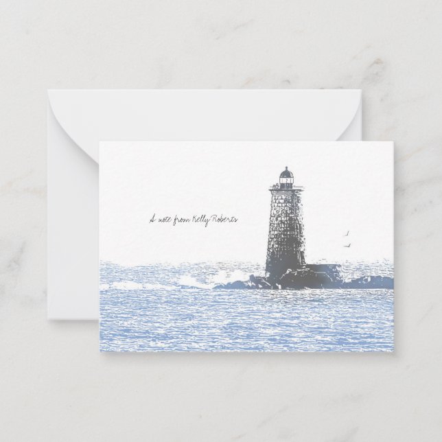 Coastal Lighthouse & Atlantic Ocean Nautical Theme Card (Front)