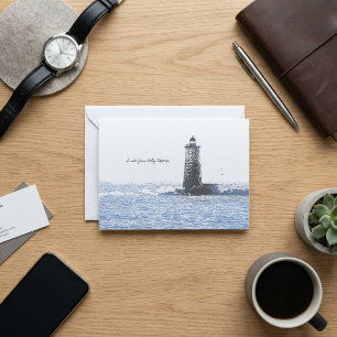 Coastal Lighthouse & Atlantic Ocean Nautical Theme Note Card