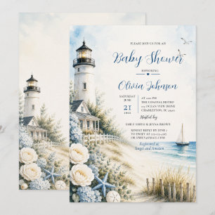 Coastal Lighthouse Baby Shower Invitation