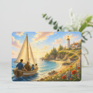 Coastal Lighthouse Father's Day Flat Card