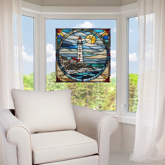 Coastal Lighthouse Faux Stained Glass Window Cling (Creator Uploaded)