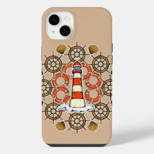 Coastal Lighthouse Illustration iPhone 14 Plus Case