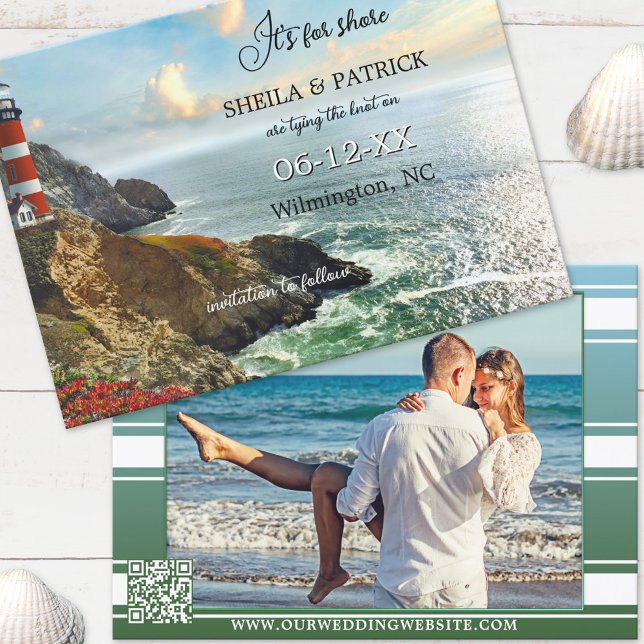 Coastal Lighthouse Photo QR Code Save The Date (Creator Uploaded)