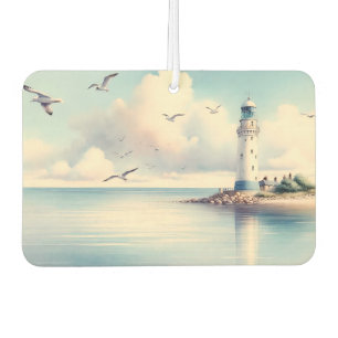 Coastal Lighthouse Seagulls Pastel Sky Serenity Car Air Freshener