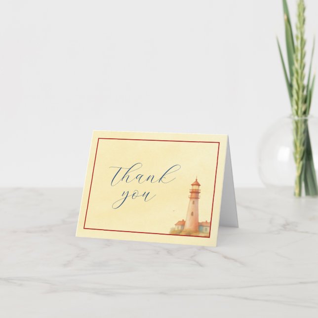 Coastal Lighthouse Thank You Card (Front)