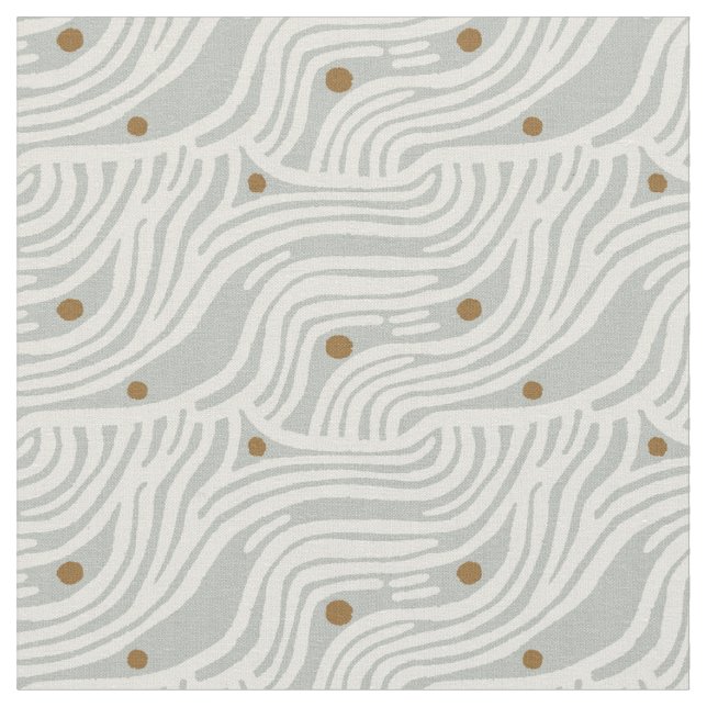 Coastal lines Earthy Minimalist sage blue Fabric (Close Up)