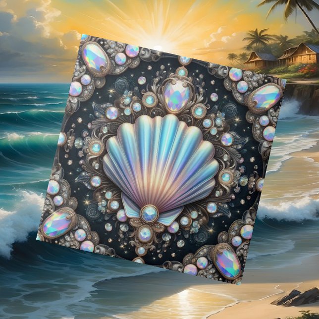 Coastal Living | Black Seashell Opal Diamond Tile (Creator Uploaded)