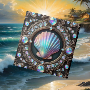 Coastal Living   Black Seashell Opal Diamond Tile