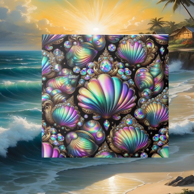 Coastal Living | Black Seashell Opal Diamond Tile (Creator Uploaded)