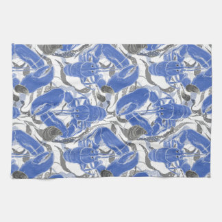 Coastal Living Blue Lobsters Tea Towel