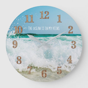 Coastal Living Surfers Ocean Sea Life Quote Custom Large Clock