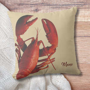 Coastal Lobster Beach House Throw Pillow