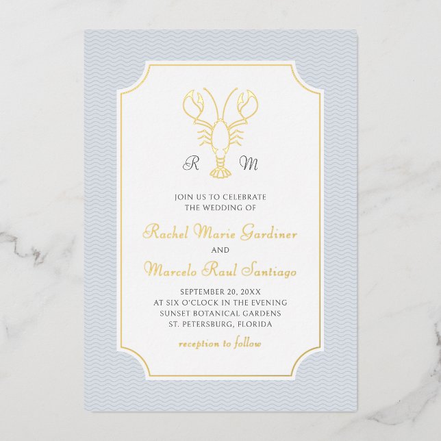 Coastal Lobster Minimalist Preppy Wedding (Front)