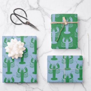 Coastal Lobsters Contemporary Pop Pattern Wrapping Paper Sheet