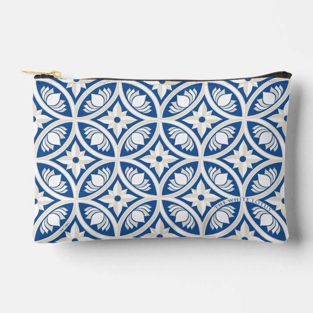Coastal Lotus Tile Pattern - The White Lotus Accessory Pouch (Front)