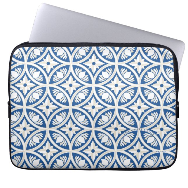 Coastal Lotus Tile Pattern - The White Lotus Laptop Sleeve (Front)
