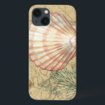 Coastal Map Collage iPhone 13 Case<br><div class="desc">There's nothing quite like this map of the sea life. This translucent collection of these seashells will go great on any products. It gives a vintage feel to the image and captures the sea life underwater. It includes a stripe pink and white seashell and a sepia coloured conch shell.</div>