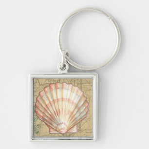 Coastal Map Collage Key Ring