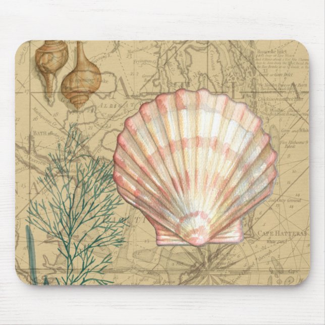 Coastal Map Collage Mouse Mat (Front)