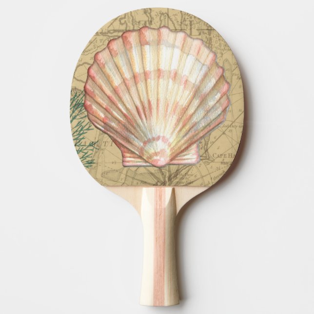 Coastal Map Collage Ping Pong Paddle (Front)