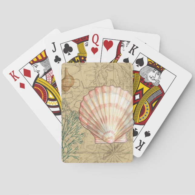 Coastal Map Collage Playing Cards (Back)