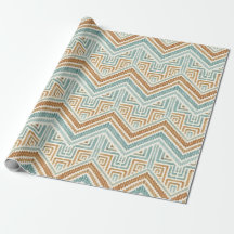 Coastal Maze Watercolor Aqua & Terracotta