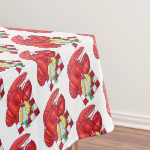 Coastal ME Maine Lobster Dinner Seafood Food Tablecloth