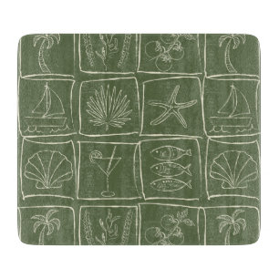 Coastal Mediterranean Faux Tile Olive Grove Cutting Board