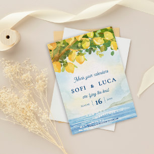 Coastal Mediterranean Lemon Grove Wedding Invitation
