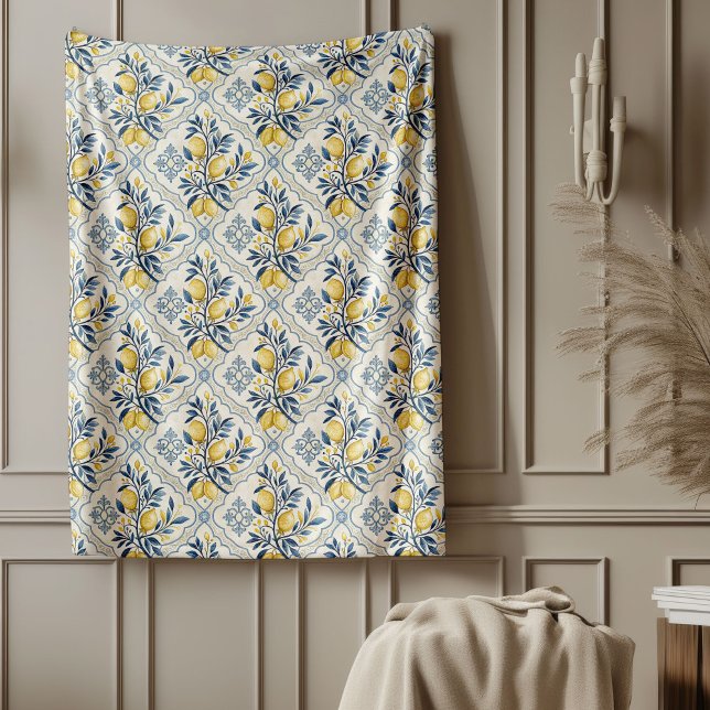 Coastal Mediterranean Throw Blanket Tile-Inspired  (Coastal Mediterranean Throw Blanket Tile-Inspired)