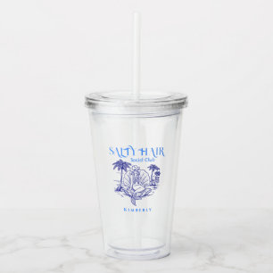 Coastal Mermaid Cowgirl Blue Summer Party Acrylic Tumbler